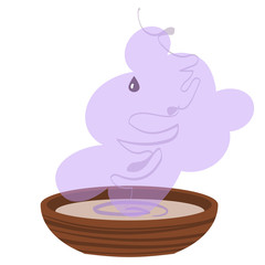 Aroma diffuser, aroma and smoke. Vector illustration.