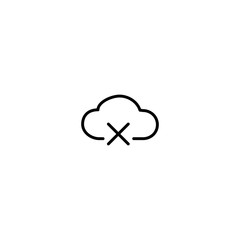 Cloud with cancel sign. Line icon design.