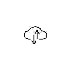 Cloud upload and download sign. Line icon design for tech concept.