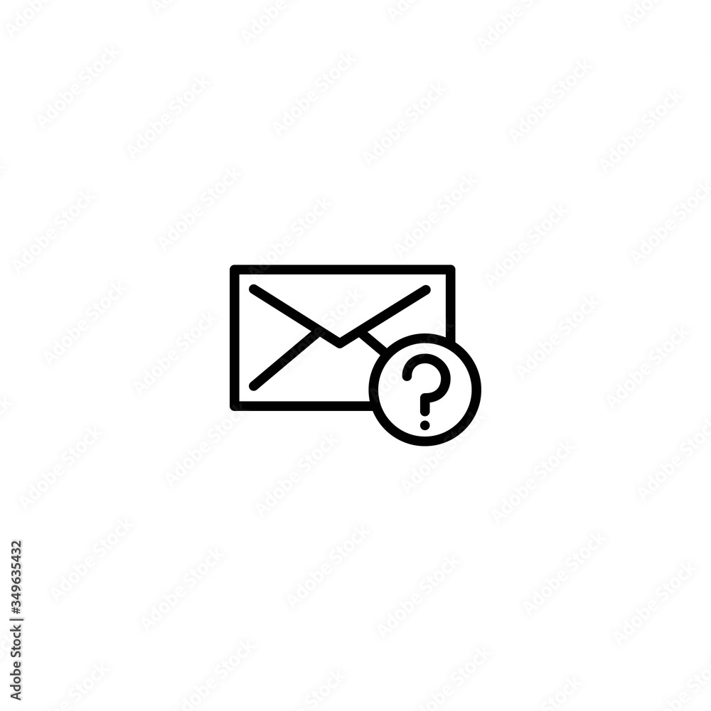 Poster envelope with question mark symbol. faq, asking for info sign. line icon design.