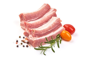 Raw pork ribs, isolated on white background