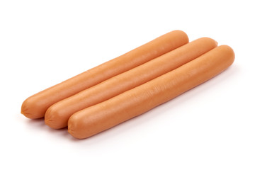Boiled pork sausages, isolated on white background