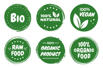 Best vector Set bio, vegan, ecology, organic logos and badges, label, tag. Vector illustration design.