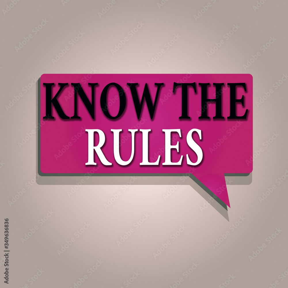 Poster text sign showing know the rules. business photo text set explicit or regulation principles governin
