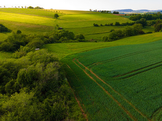 Beautiful farmlands from above - rural scenery - aerial photography by drone