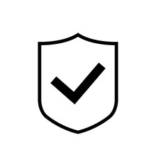 Shield vector icon with check mark symbol, concept security sign protection, sign illustration isolated on white