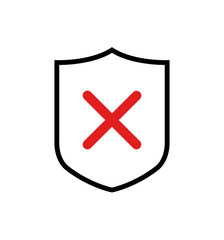 Obraz premium Shield vector icon with cross symbol, concept security sign protection, sign illustration isolated on white