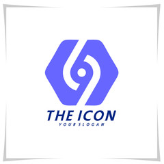 Hexagon Eye logo design template vector, Hexagon S logo concept creative, Icon Symbol