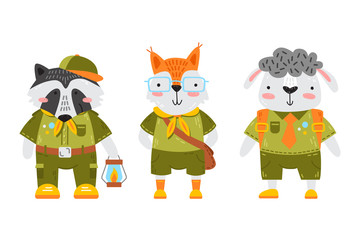 Baby animals in scout uniform