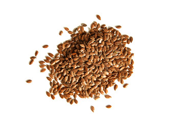 A bunch of flax seeds isolated on white background