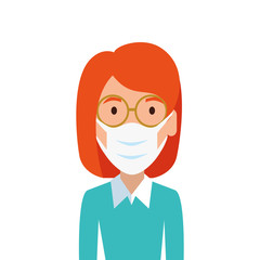 woman using face mask with eyeglasses isolated icon vector illustration design