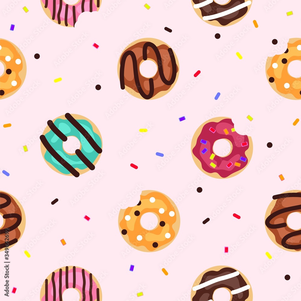 Poster vector seamless donut background pattern