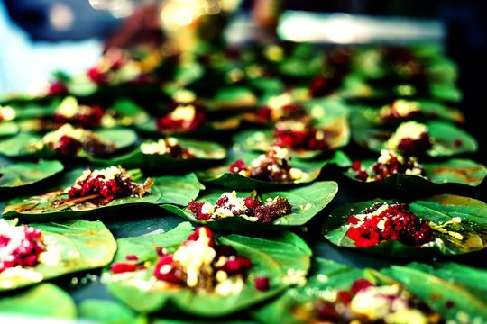 Close-up Of Paan On Table