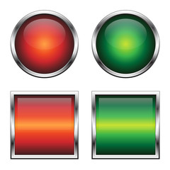 Vector buttons for web design. Red and green.