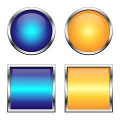 Vector buttons for web design. Blue and yellow.