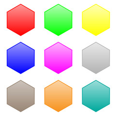 Vector buttons for web design. Different colors of the hexagon.