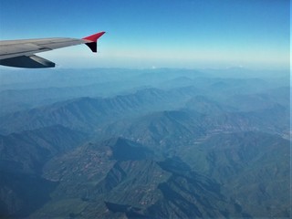Fototapeta na wymiar Flying over the Himalayan mountains