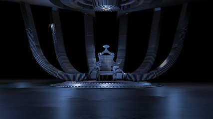 Sci fi Throne room 3d rendering