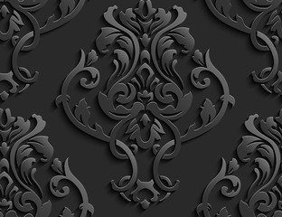 Illustration of seamless abstract black floral vine pattern