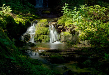 Fototapeta na wymiar Mossy Rocks Waterfall 1