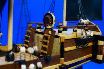Wooden model of a handmade pirate fighting ship