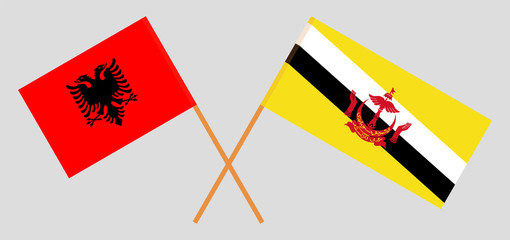 Crossed flags of Brunei and Albania
