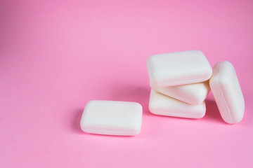 Soap on pink background