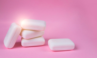 Soap on pink background