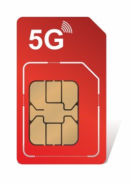 Technologies 5G, SIM card for mobile cellular communication. Symbol for web and mobile, Mobile and wireless communication technologies. Network chip electronic connection. Vector illustration.    