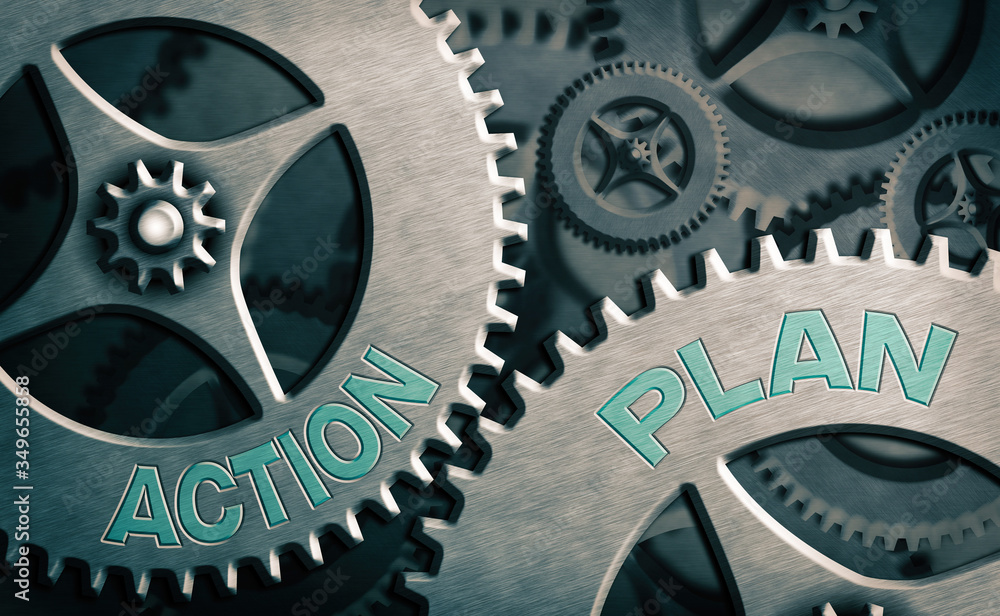 Poster word writing text action plan. business photo showcasing proposed strategy or course of actions for 