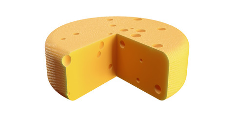 Round cheese isolated on a white background. 3D render