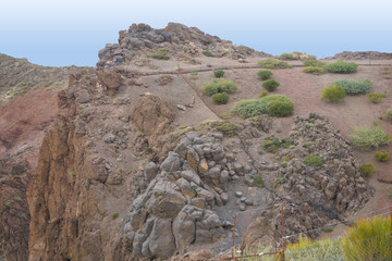 Greened lava mountain
