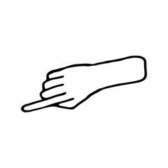 Hand drawn doodle illustration of palm, hand. Human concept design. Pointer sign, vector gesture