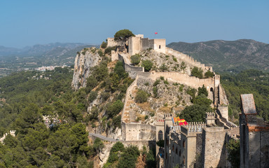 Fototapeta na wymiar Xativa Castle Valencia Spain castle wall strategically located on top of a mountain at Via Augusta roadway