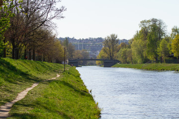 
Czech river Vltava in Prague and landscape around