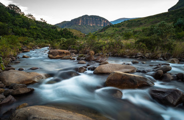 A long exposure photo of a river in the central Drakensberg South Africa