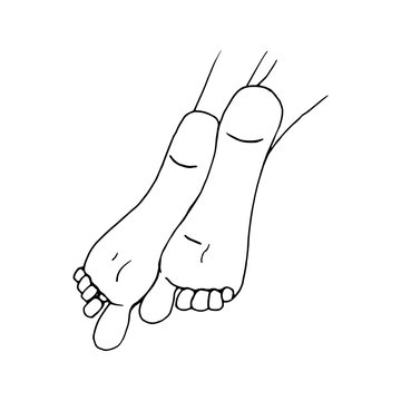 Hand drawn doodle illustration of legs, feet. Human concept design. Vector body parts, gesture