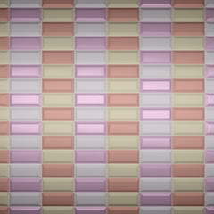 Fragment multicolored ceramic tiles for wall and floor decoration. Texture for use in graphic and architectural project. Pattern of ceramic tiles of rectangular shape for background. 3D illustration.