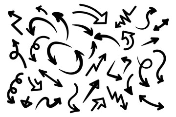Set of hand-drawn arrows, vector graphic design. Vector illustration.