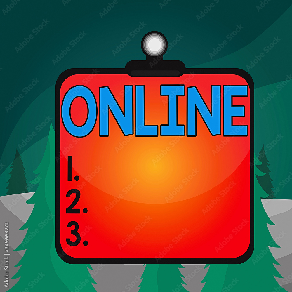 Poster word writing text online. business photo showcasing the computer or device connected to a network an