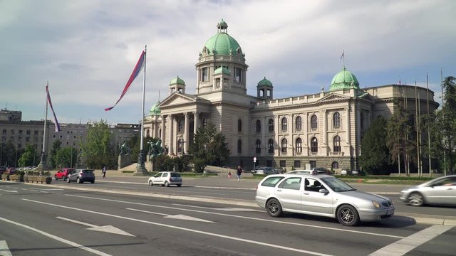 The House of the National Assembly of Serbia situated in cental Belgrade, the Serbian capital city

