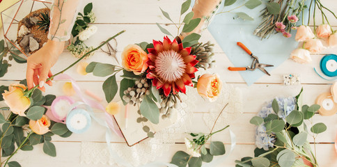 Flatlay floral pattern hand 