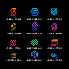 set collection of Letter S icon logo design for business with abstract style