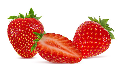 Strawberries isolated on white background with clipping path