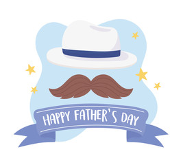 happy fathers day, moustache hat stars