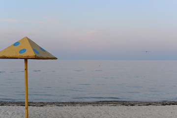 The beach is closed. because of the coronovirus, rest at sea is closed. deserted beach. Russia