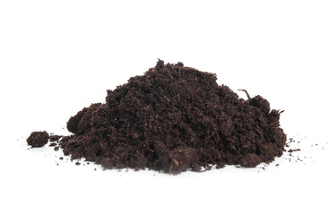 Heap of soil on white background