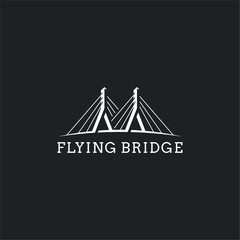 silhouette view bridge suspension logo design vector illustration
