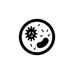 Bacteria icon template Virus or Bacteria symbol in black flat shape design isolated on white background