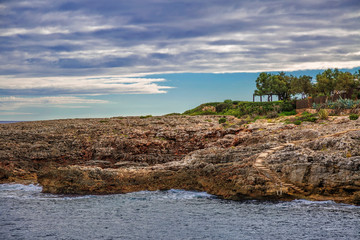Landscape with rocks over the sea under the sky.Mallorca island